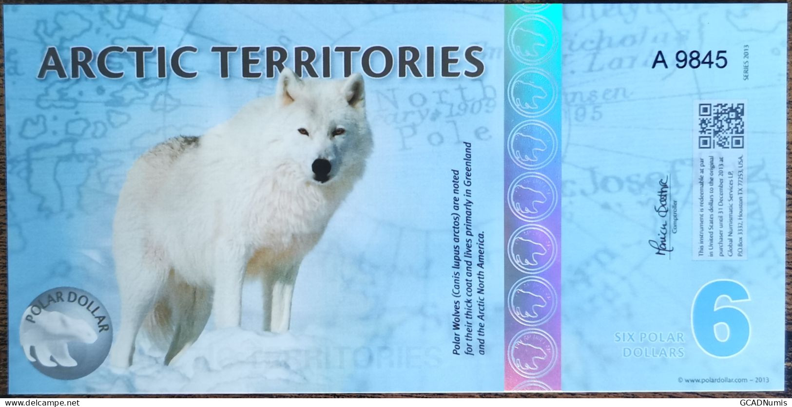 Billet 6 Polar Dollars - LES LOUPS POLAIRE - 2012 - Arctic Territories - Arctique - Otros – América