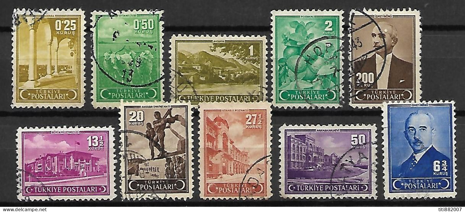 TURQUIE    -   1943 .   Y&T Entre N° 973  Et  990 Oblitérés. - Gebraucht