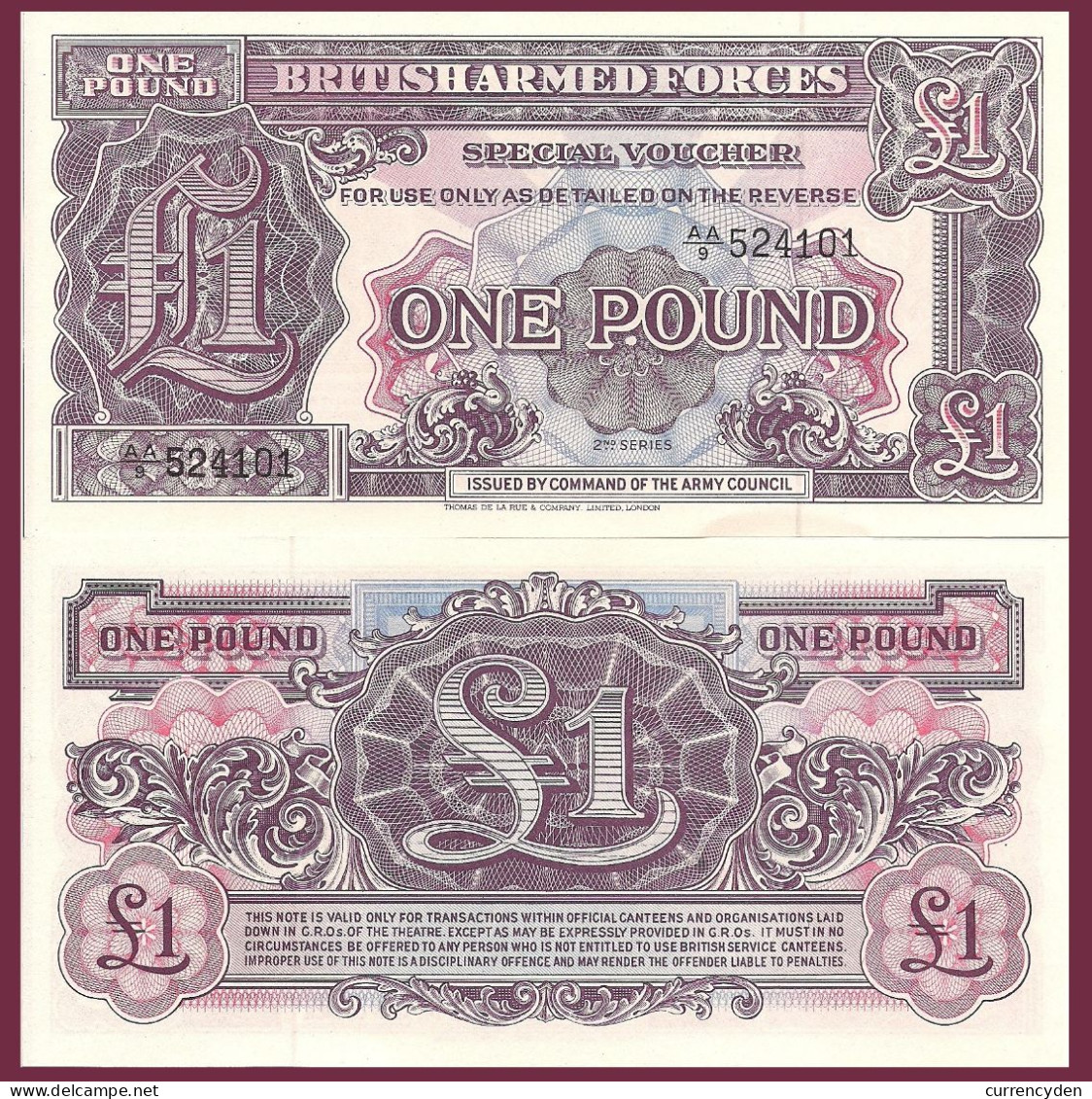 Great Britain Armed Forced Voucher P M22, 1 Pound, 1948 Post WWII UNC $3CV - Forze Armate Britanniche & Docuementi Speciali