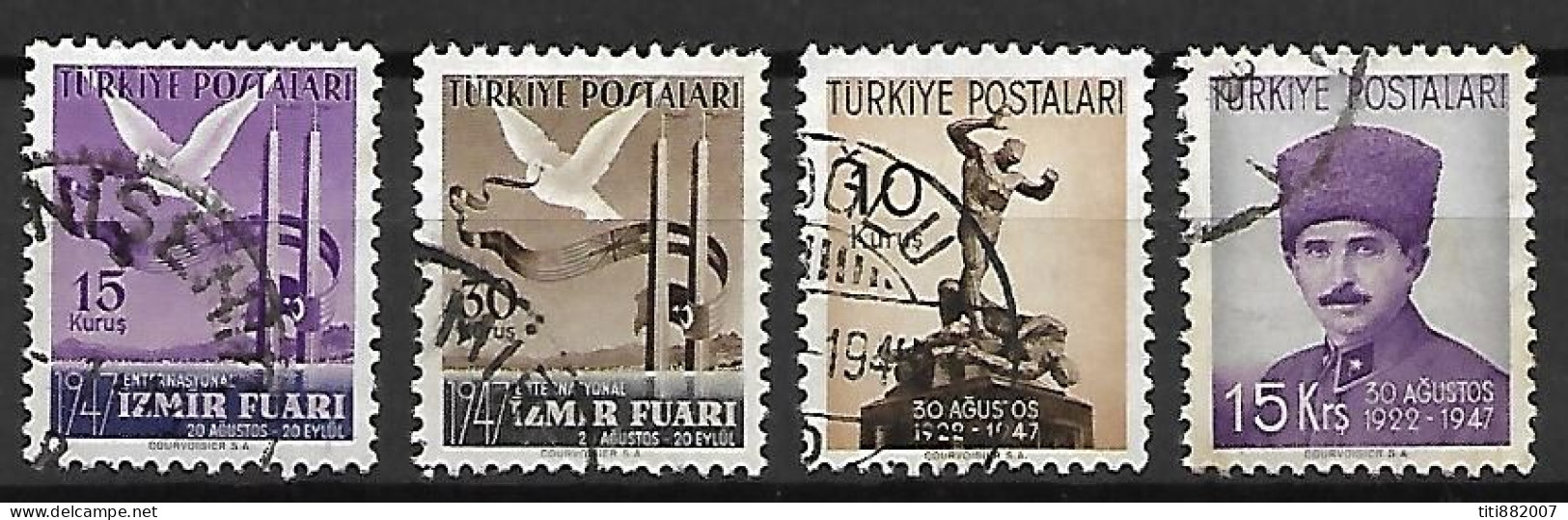 TURQUIE    -   1947 .   Y&T  N° 1044 - 1046 - 1048 - 1049 Oblitérés. - Usados