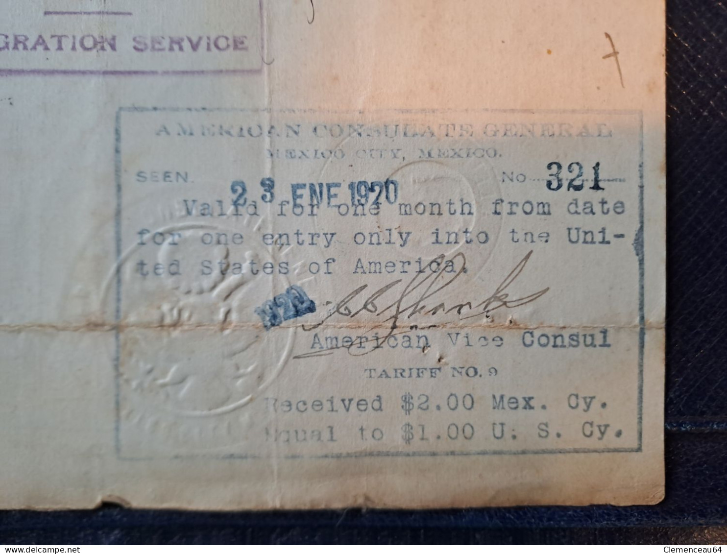 PASSEPORT à L'ETRANGER VALABLE POUR UN AN Vicomtesse De Villeneuve Pour Mexico Et USA 1919 - Ohne Zuordnung