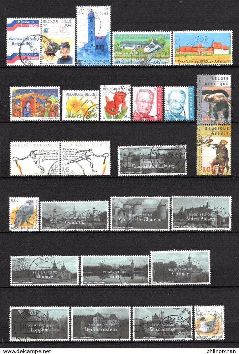 Belgique 2000 à 2003  78 Timbres Différents  3,70 €    (cote 47,55 €  78 Valeurs) - Gebruikt