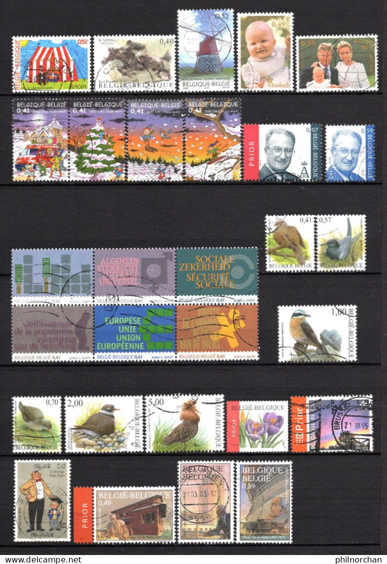 Belgique 2000 à 2003  78 Timbres Différents  3,70 €    (cote 47,55 €  78 Valeurs) - Oblitérés