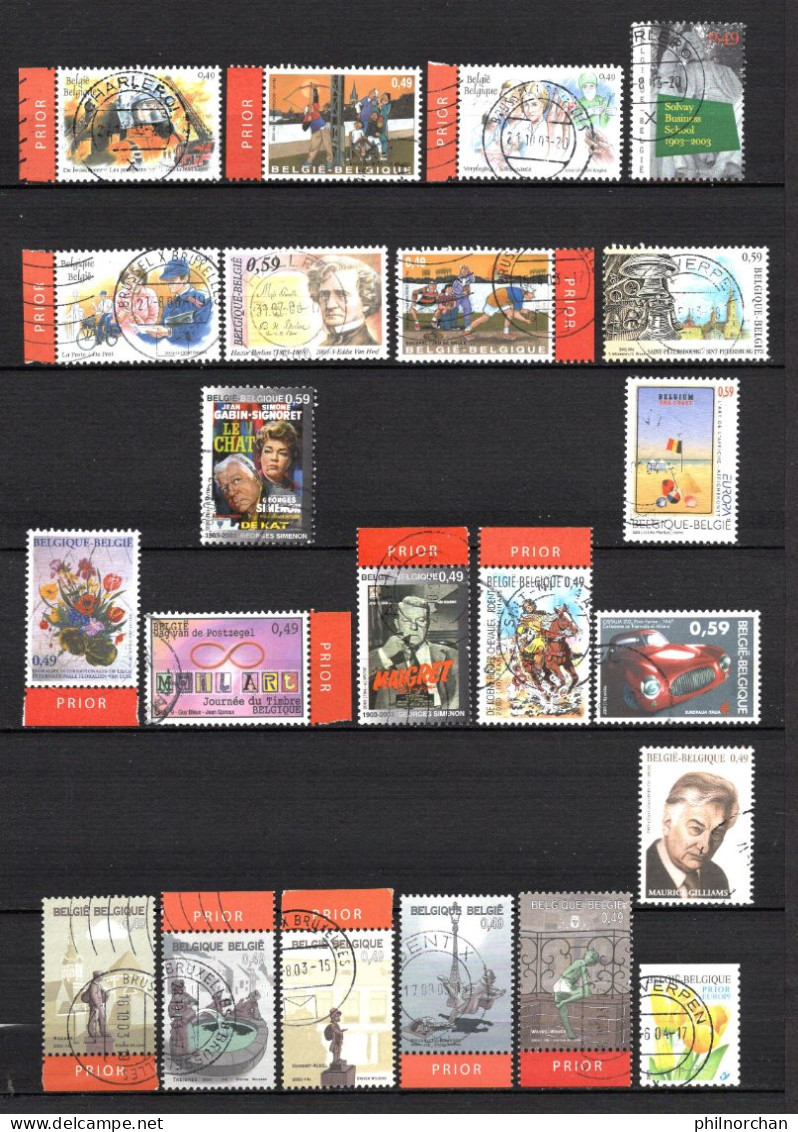 Belgique 2000 à 2003  78 Timbres Différents  3,70 €    (cote 47,55 €  78 Valeurs) - Used Stamps