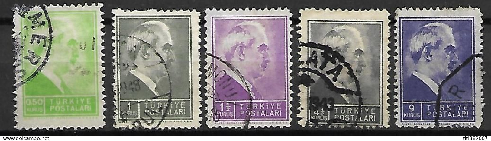 TURQUIE    -   1943 .   Y&T  N° 993 à 995 + 999 +1003 Oblitérés - Oblitérés