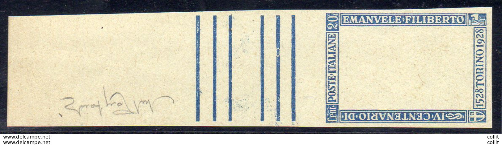 Filiberto Cent. 20 N. 226 - Prova Di Stampa Della Sola Cornice In Azzurro Su Carta Grigio Verde - Neufs
