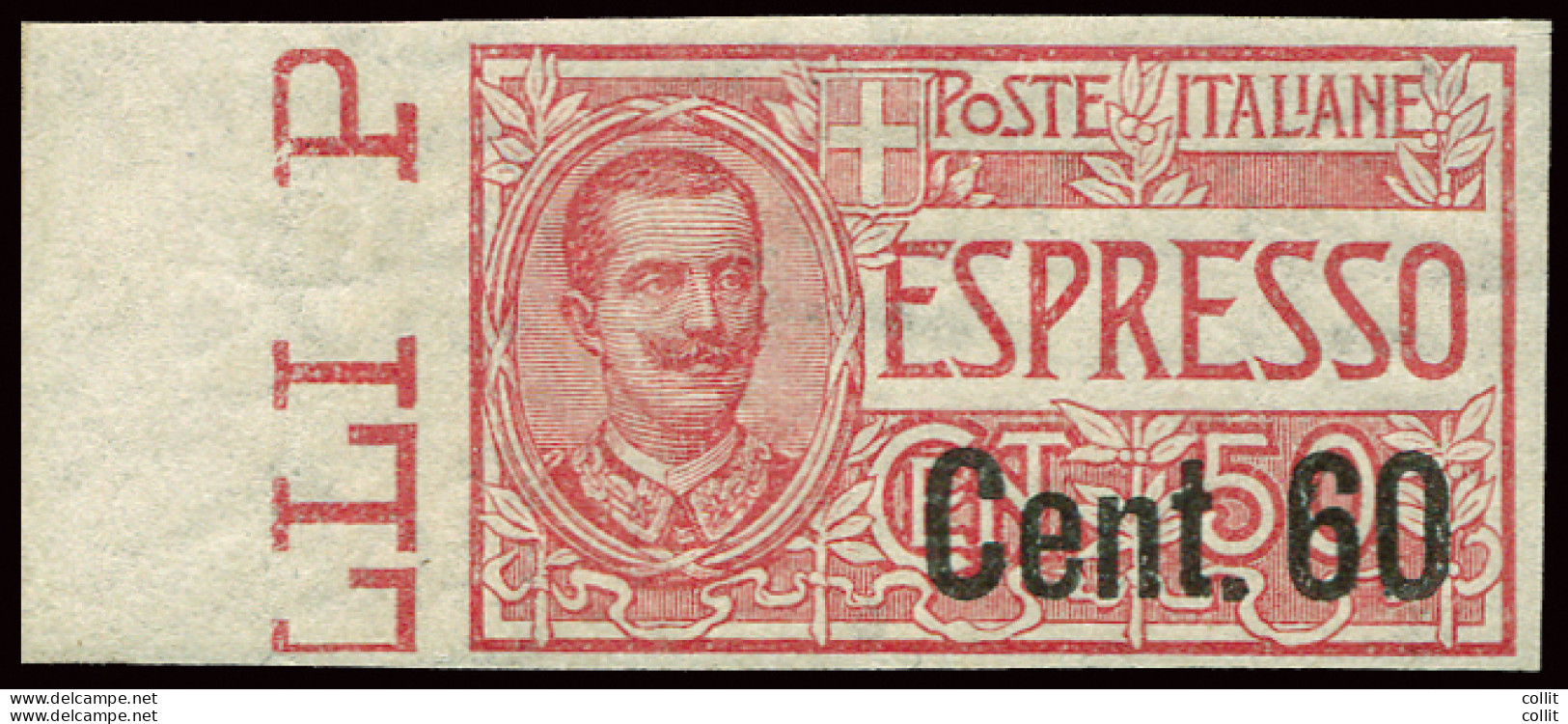 Espresso Cent. 60 Su 25 N. 6k Non Dentellato B. Di F. - Neufs