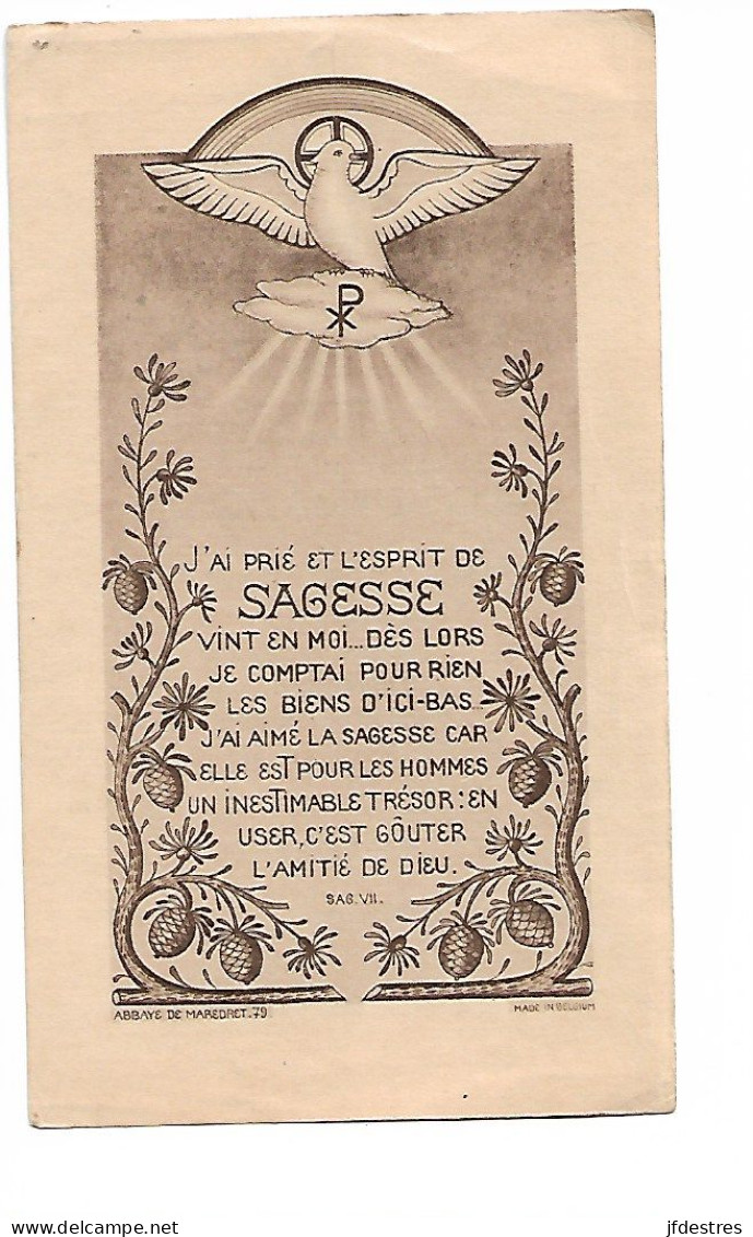 Souvenir De Confirmation à Lambusart, 1942 Par Mgr Delmotte évêque De Tournai. Baudhuin - Communion