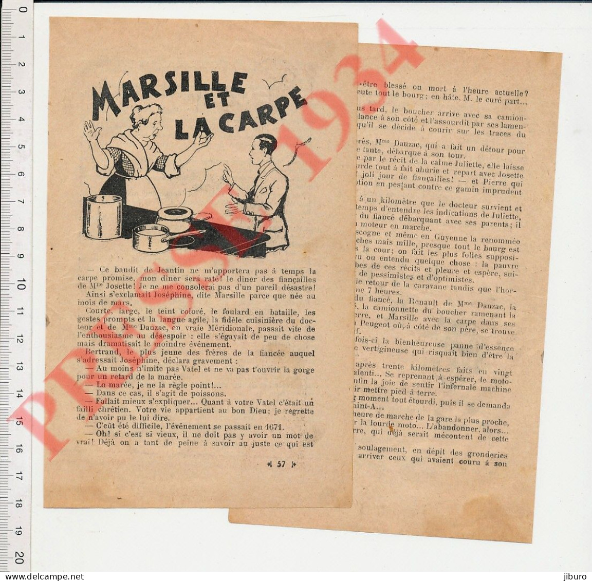 Doc 1934 Marsille Et La Carpe Poisson Jeantin Moto Peugeot Marsaudon évocation De Coutras 33 Sans Tambour Ni Trompette - Ohne Zuordnung