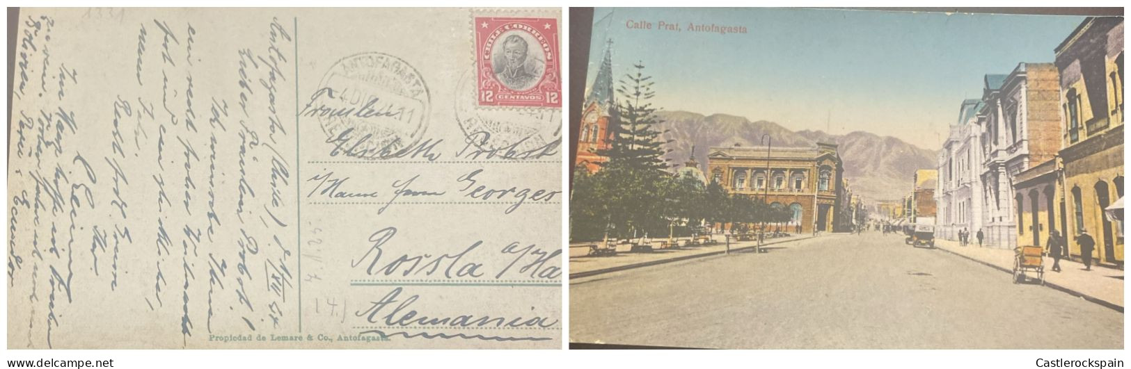 O) 1924 CHILE, FRANCISCO ANTONIO PINTO, CALLE PRAT - ANTOFAGASTA, POSTAL CARD, CIRCULATED TO GERMANY - Chile