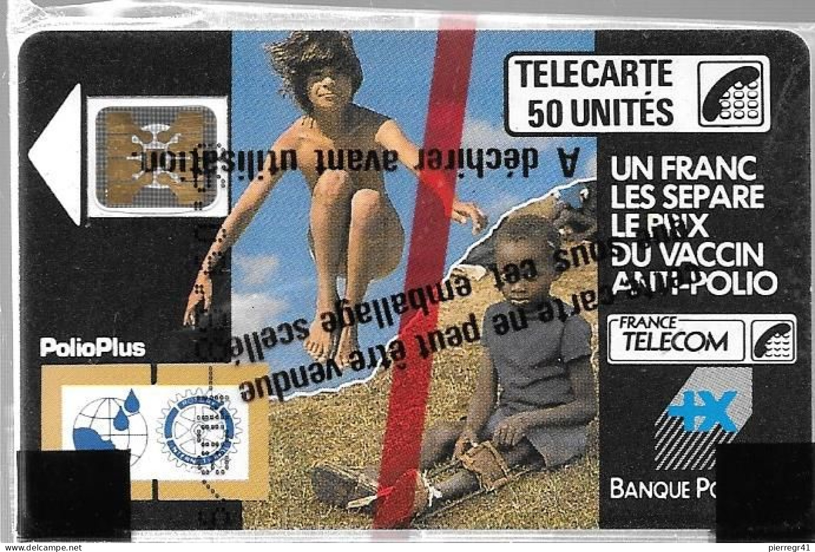 CARTE²°-PUBLIC-1988-F 27A--SC4On-50U-POLIO +-UTILISEE-V°N°6Pe 103003-NSB-TB E-LUXE - 1988