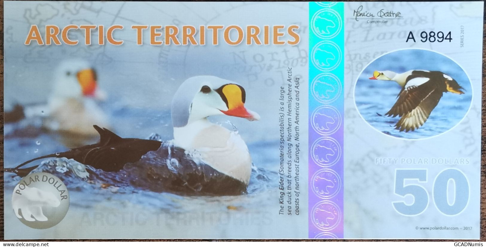 Billet 50 Polar Dollars - EIDER A DUVET - 2017  Arctic Territories - Arctique - Autres - Amérique