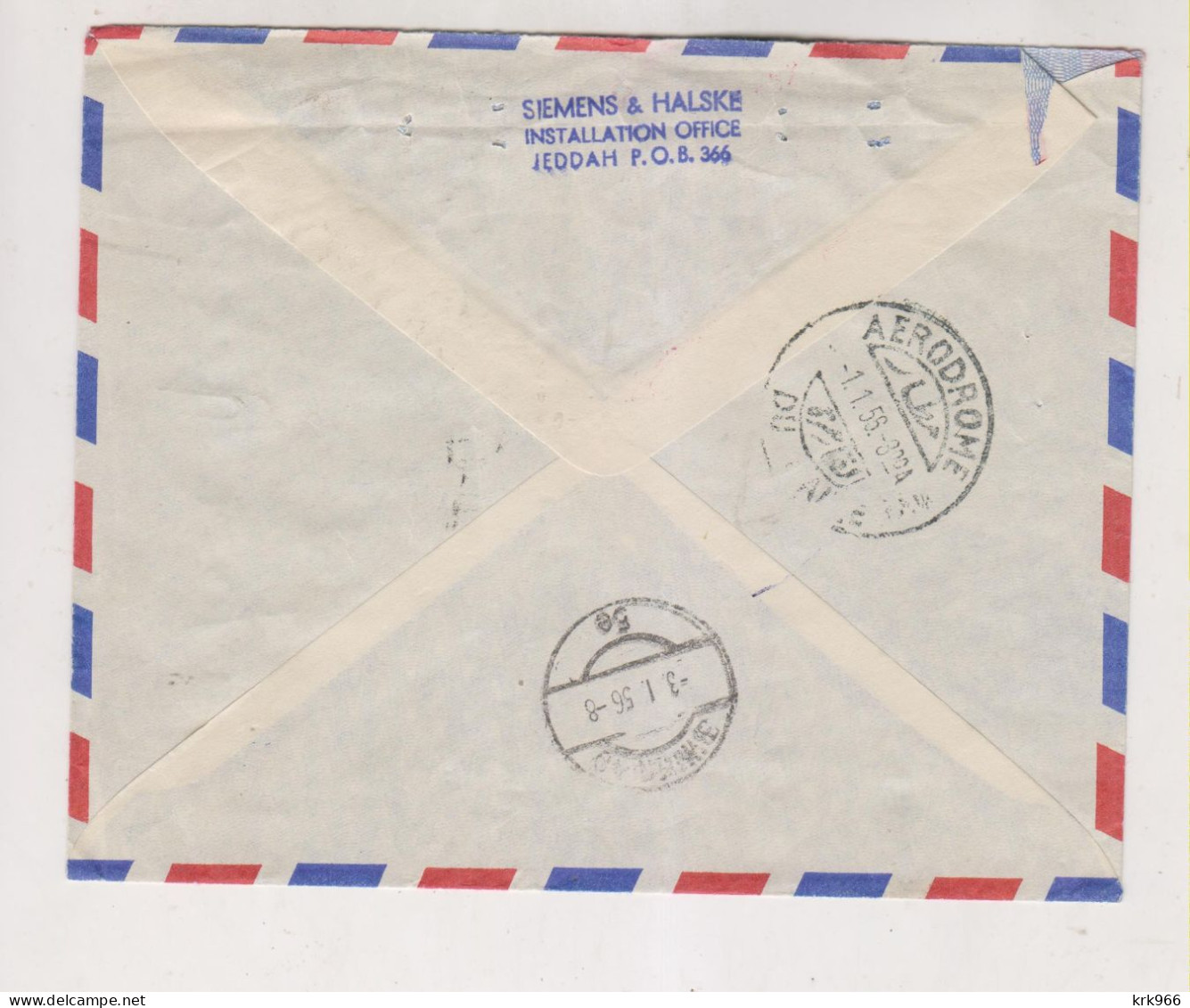 SAUDI ARABIA  1955 JEDDAH Registered Airmail  Cover To Austria - Arabie Saoudite