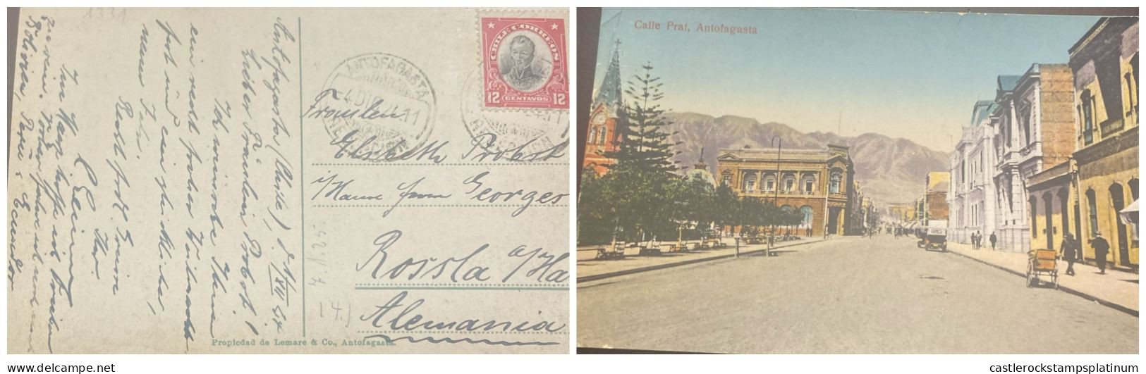 O) 1924 CHILE, FRANCISCO ANTONIO PINTO, CALLE PRAT - ANTOFAGASTA, POSTAL CARD, CIRCULATED TO GERMANY - Chile