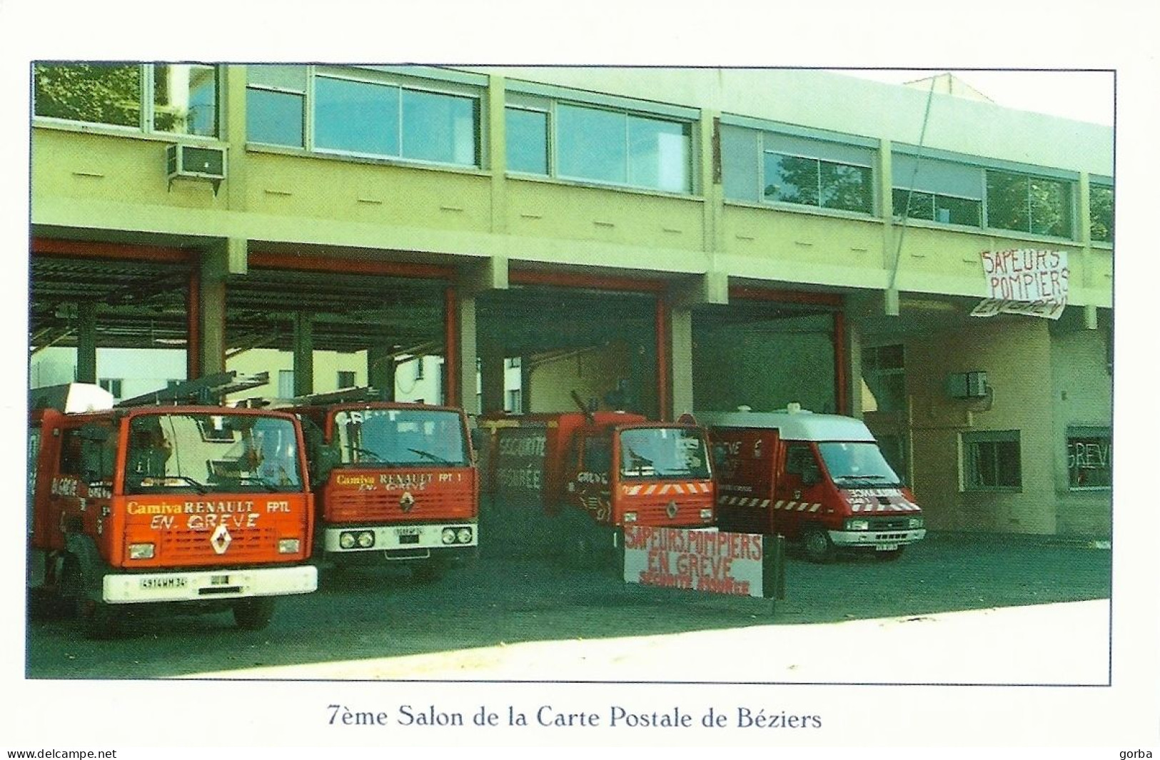 *CPM - 7ème Salon De La Carte Postale De BEZIERS (34) -  Grève Des Pompiers De Béziers - Bourses & Salons De Collections