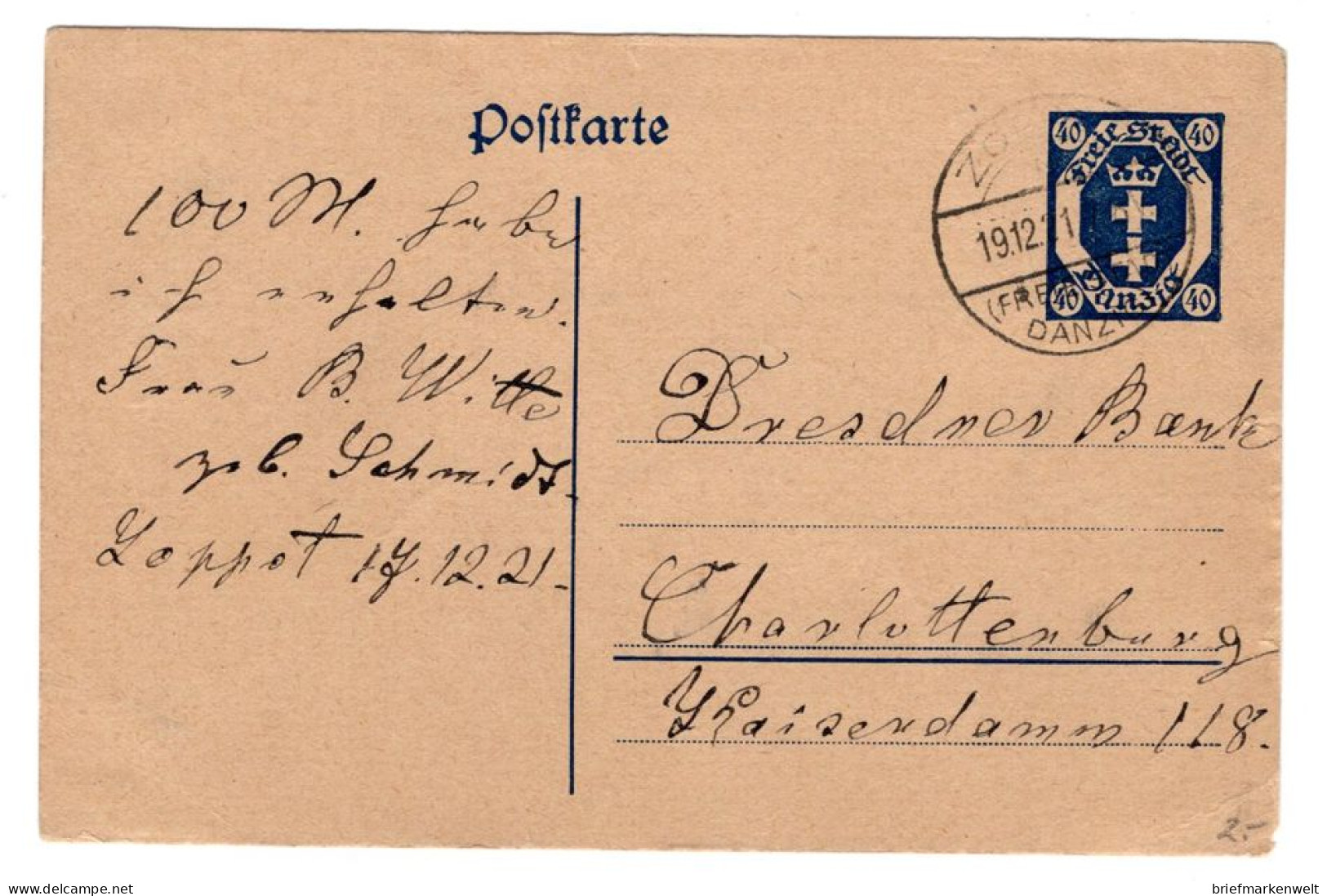 Danzig GA P15 Tadellos Gest. (18026 - Postal  Stationery