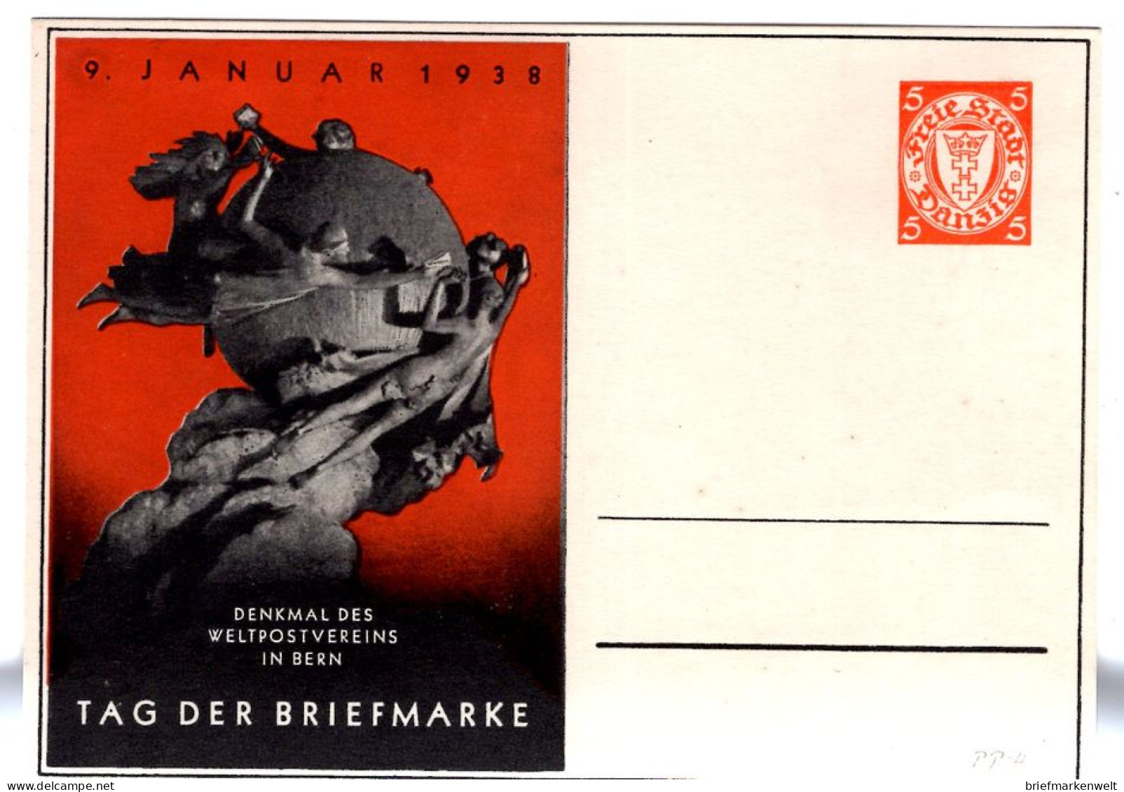 Danzig PRIVAT-GA Zum Tag Der Briefmarke 1938 (L8192 - Entiers Postaux