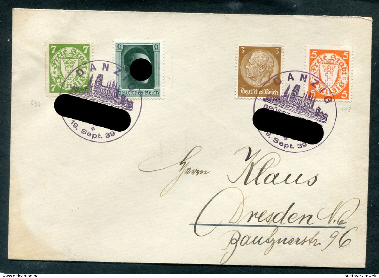 Danzig 1939 Schöner Brief MiF Danzig/DR (AA1005 - Brieven En Documenten