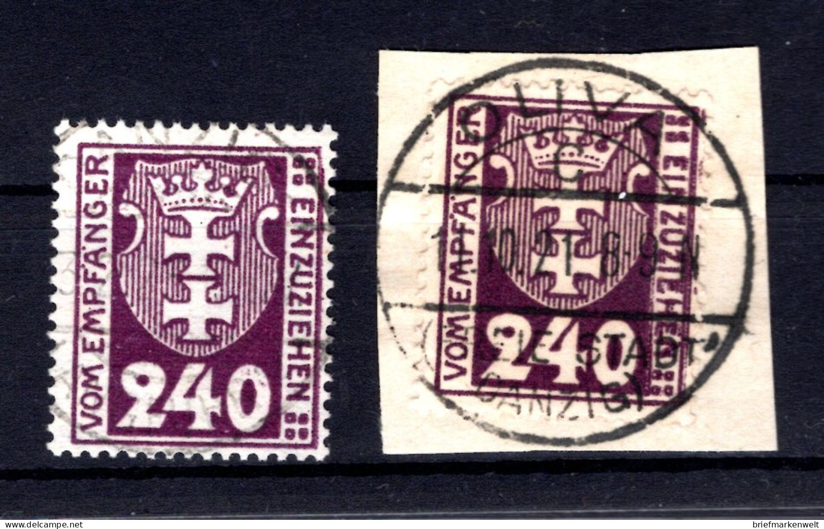 Danzig PORTO 9a+b Echt Gest. BPP 75EUR (L9547 - Postage Due