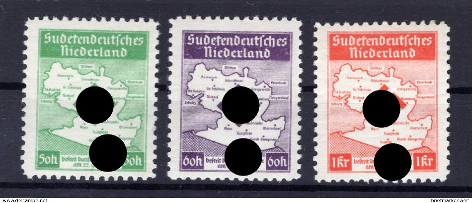 Sudetenland SUDETENDEUTSCHE NIEDERLANDE I-IIIA , Die II Haftstellen, Sonst  ** MNH POSTFRISCH (T7568 - Sudetenland