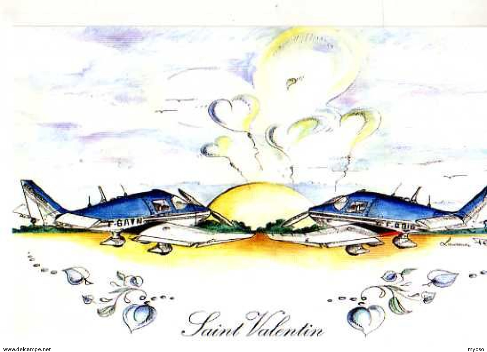 Saint Valentin, Illustrateur, Avions - Saint-Valentin