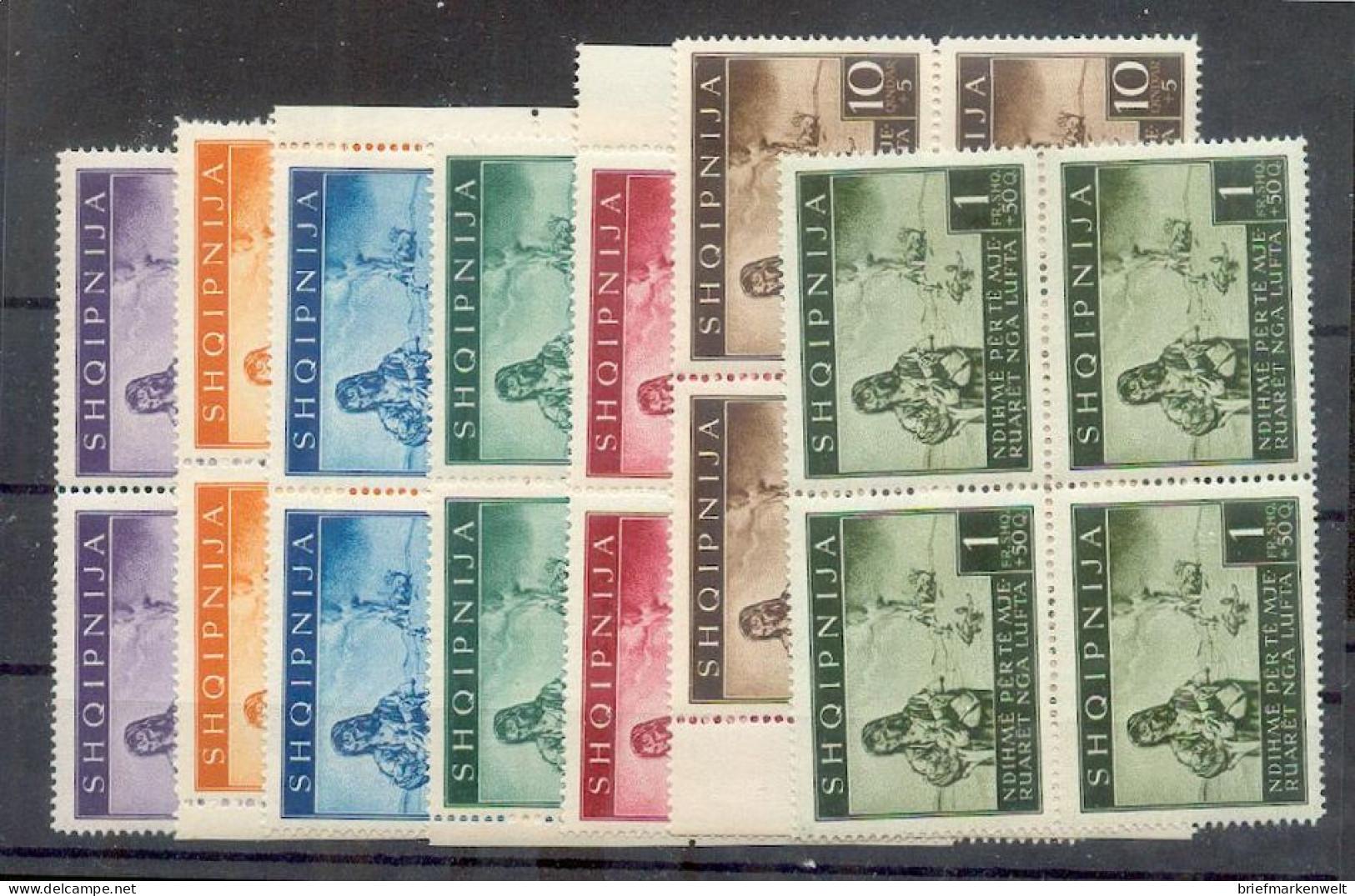 Albanien 16/21 Viererblock ** MNH POSTFRISCH 400EUR (16236 - Deutsche Bes.: Albanien