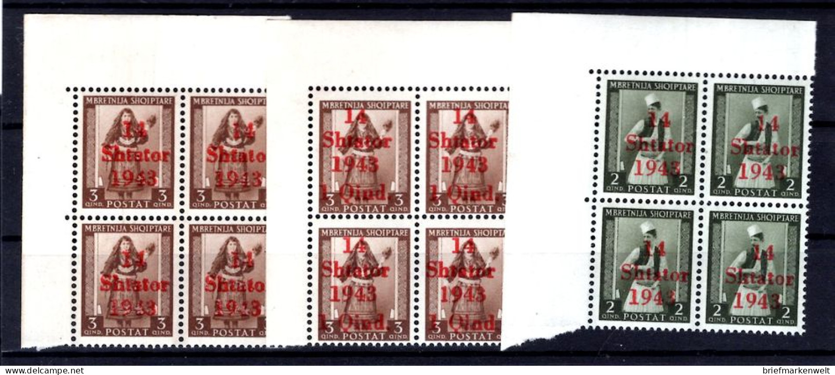 Albanien 1/3 ECKRAND-VB ** MNH POSTFRISCH (L8968 - German Occ.: Albania