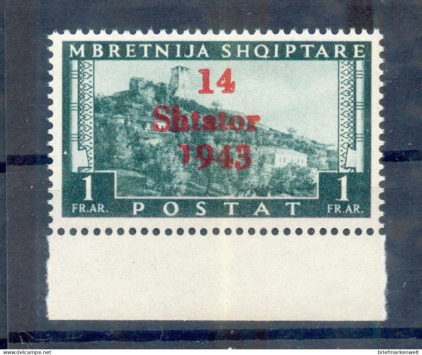 Albanien 11VI ABART ** MNH POSTFRISCH 350EUR (11793 - German Occ.: Albania