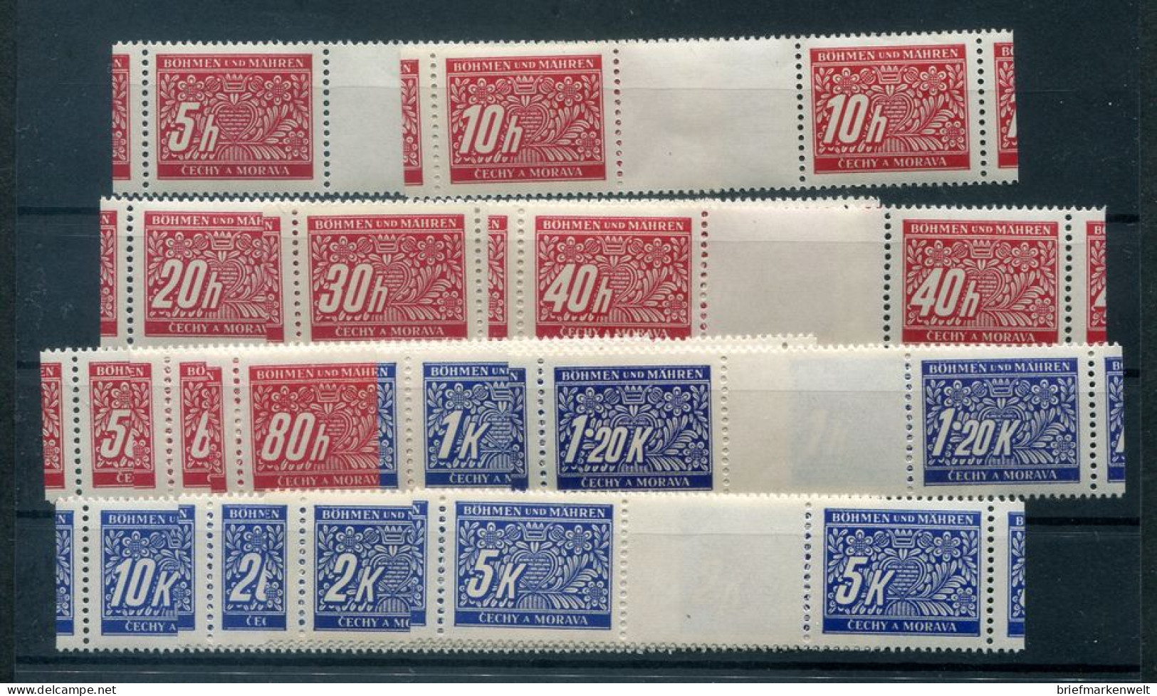 Böhmen PORTO 1/14ZW Als ZWISCHENSTEGSATZ ** MNH POSTFRISCH (T2430 - Other & Unclassified