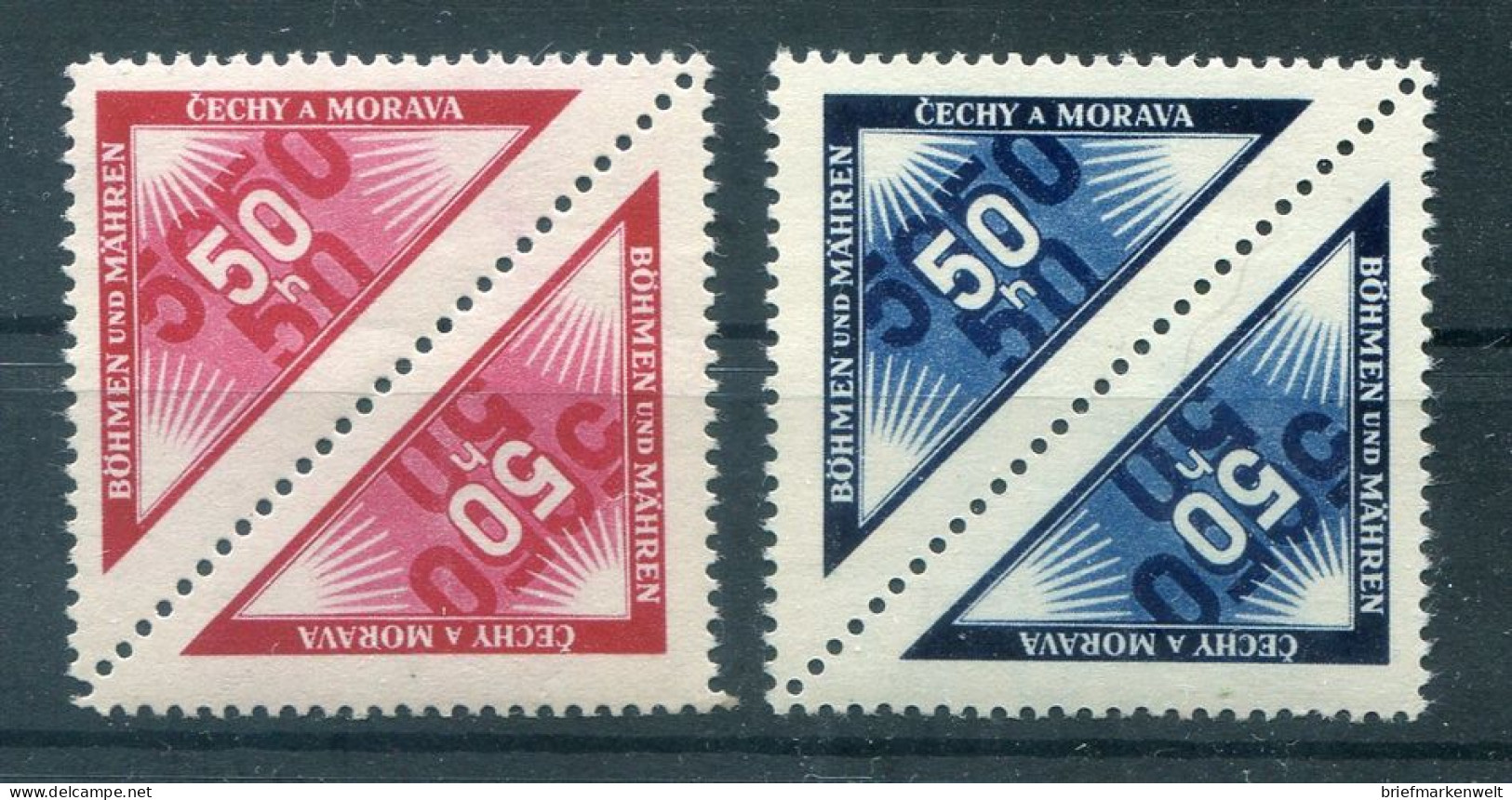 Böhmen DREIECKSMARKEN 52KS+P15KS Tadellos ** MNH POSTFRISCH 28EUR (78612 - Autres & Non Classés