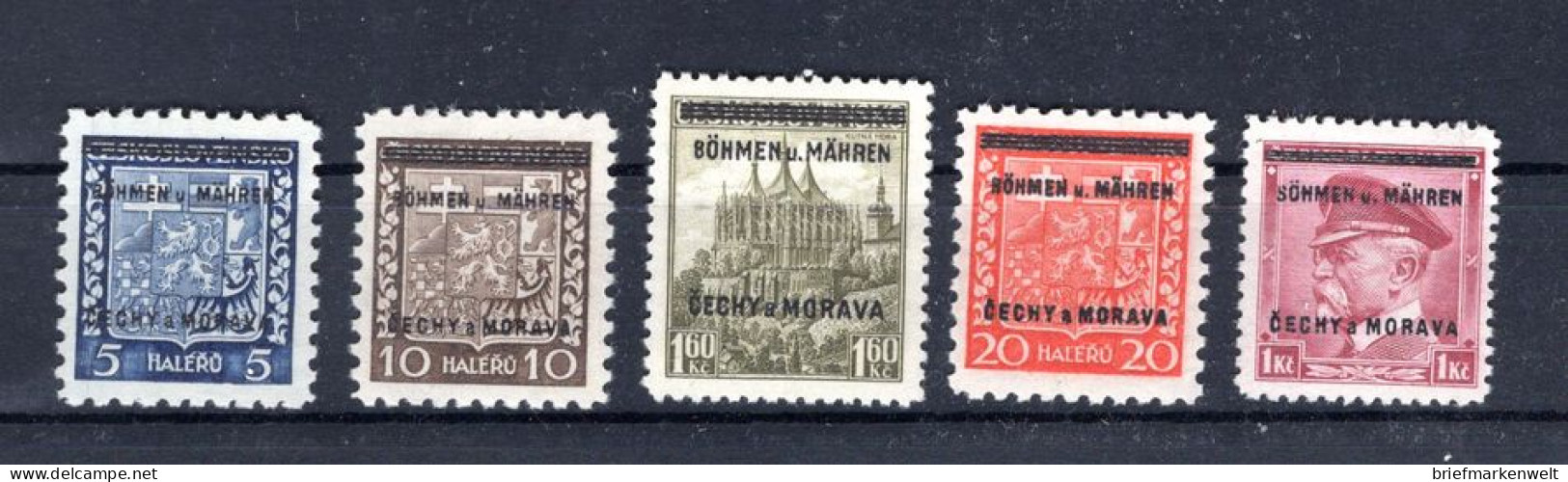 Böhmen Aus 1I Bis 13I Fünf Aufdruckabarten * MH (18820 - Autres & Non Classés
