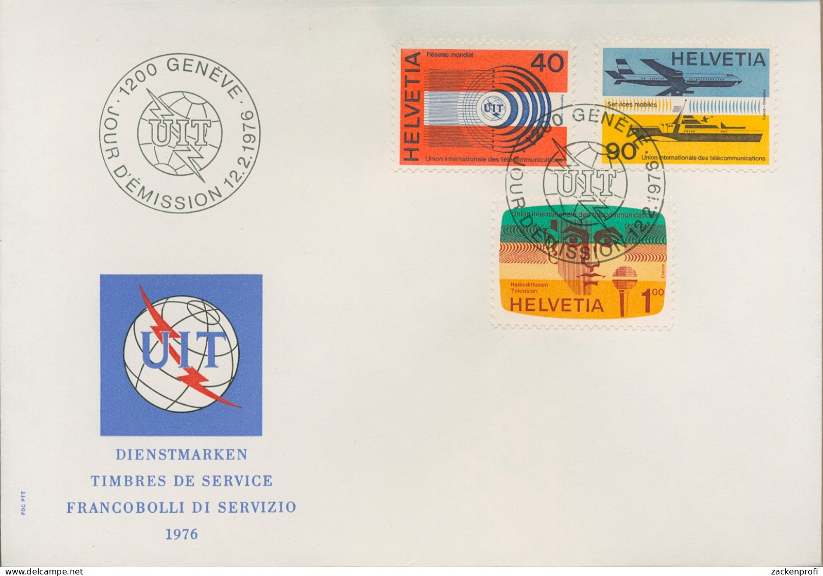 Int. Fernmeldeunion (UIT/ITU) 1976 Bereiche Der ITU 11/13 FDC (X16602) - Officials