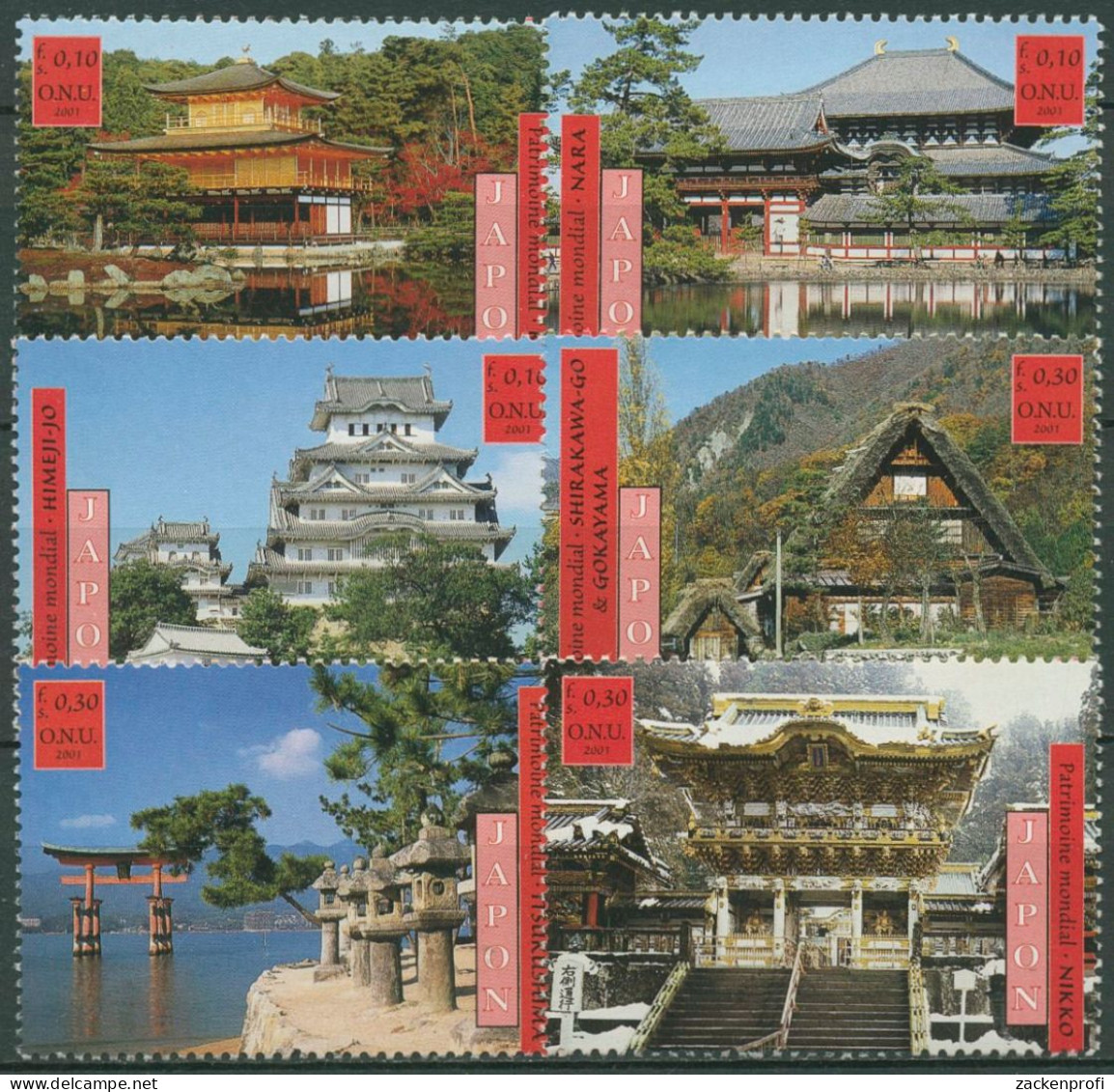 UNO Genf 2001 UNESCO Japan Bauwerke 417/22 Postfrisch - Nuovi