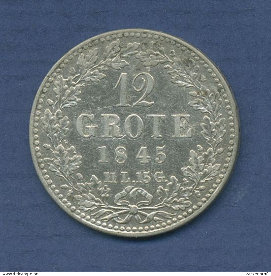 Bremen Stadt 12 Grote 1845, Gekröntes Wappen, J 20 Sehr Schön + (m6420) - Small Coins & Other Subdivisions