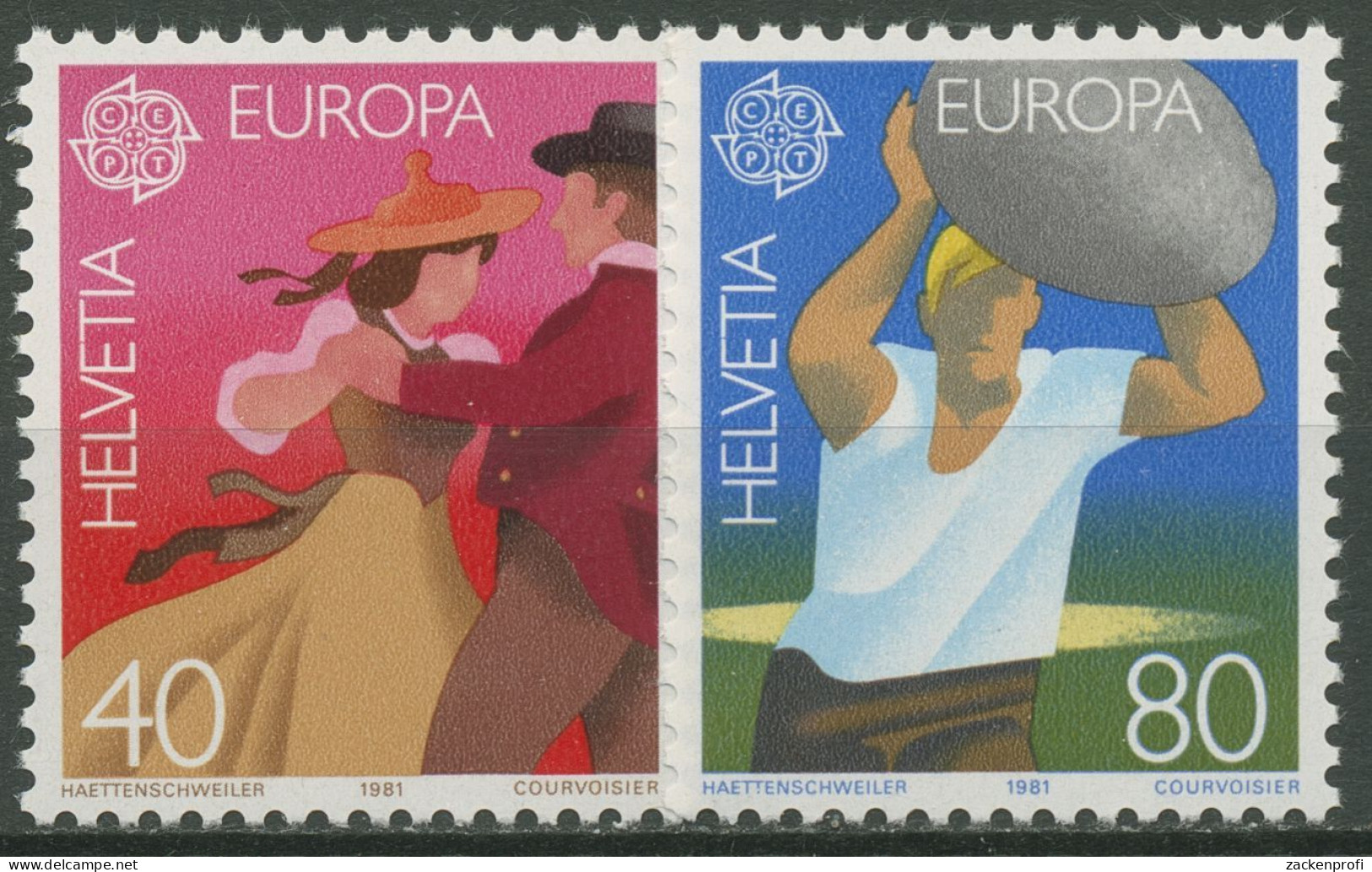 Schweiz 1981 Europa CEPT Folklore Tanz Steinstoßen 1197/98 Postfrisch - Ongebruikt