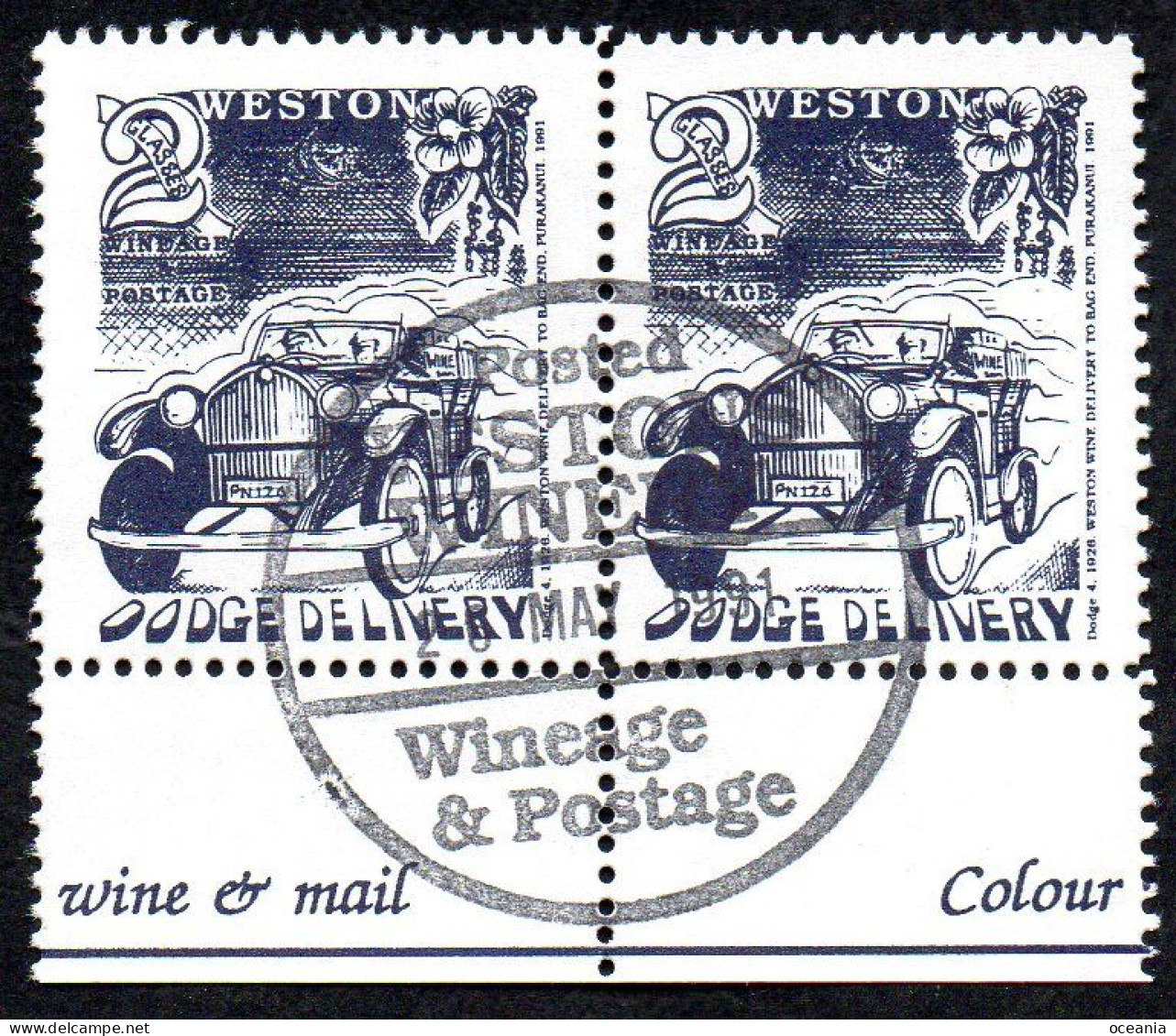 NEW ZEALAND WINE POST 1991. Rare Dodge Delivery Pair With FDC Postmark - Other & Unclassified