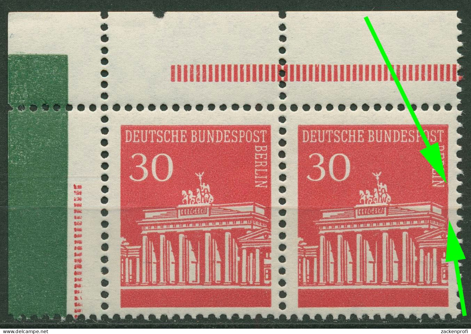 Berlin ZD 1966 Brand. Tor, Paar Aus MHB Mit Plattenfehler 288 II Postfrisch - Abarten Und Kuriositäten