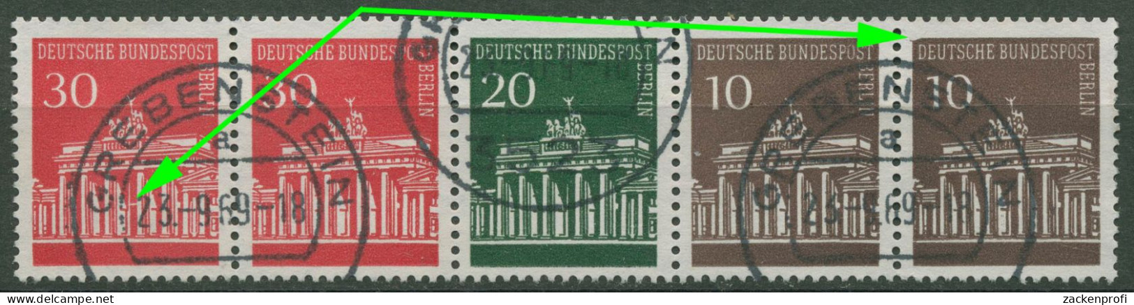 Berlin ZD 1966 Brand. Tor Mit Plattenfehler ZD Mit 286 I Und 288 I Gestempelt - Variétés Et Curiosités