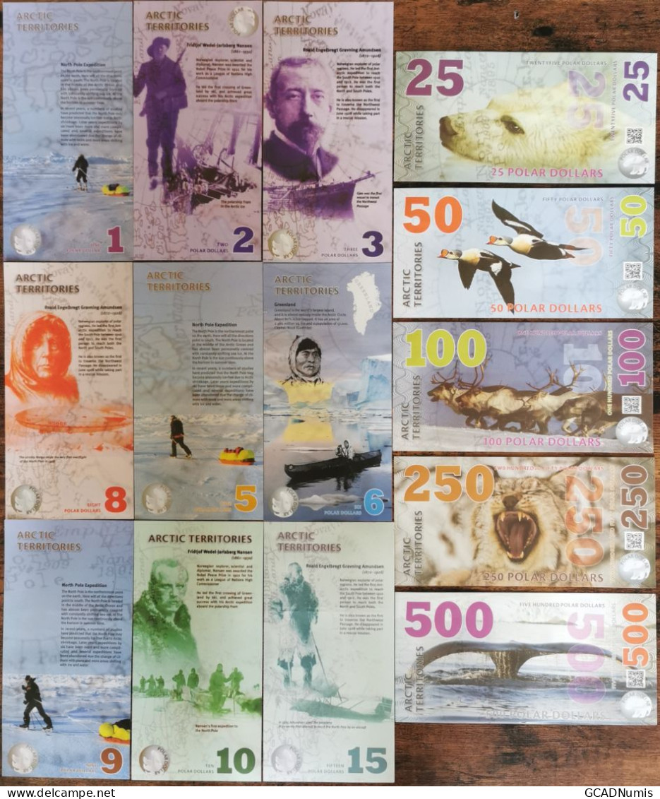 Lot 14 Billets 1 à 500 Polar Dollars  - 2010 2017  Arctic Territories - Arctique - Otros – América