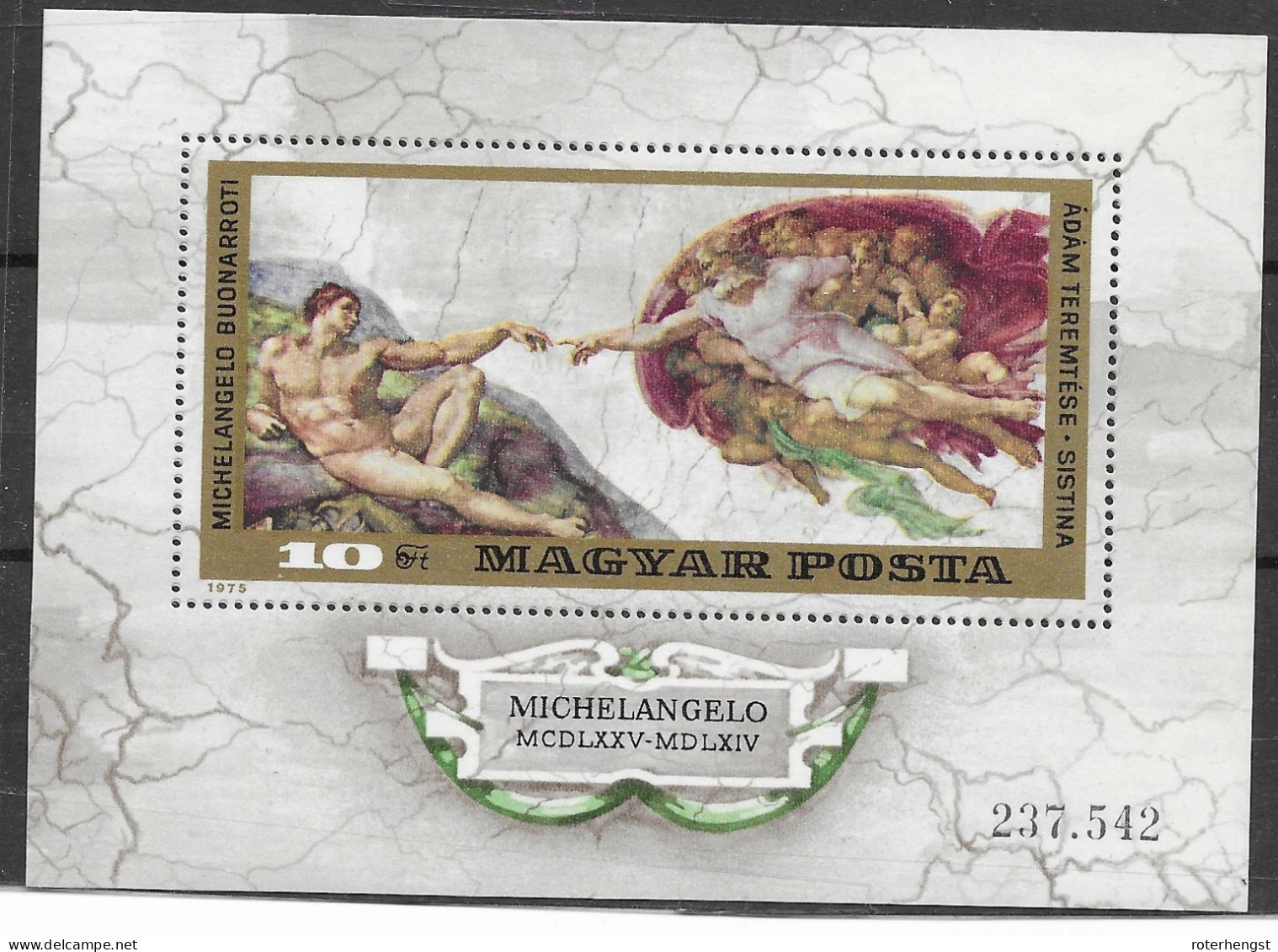 Hungary Sheet Mnh ** 1975 Michelangelo - Blocks & Sheetlets