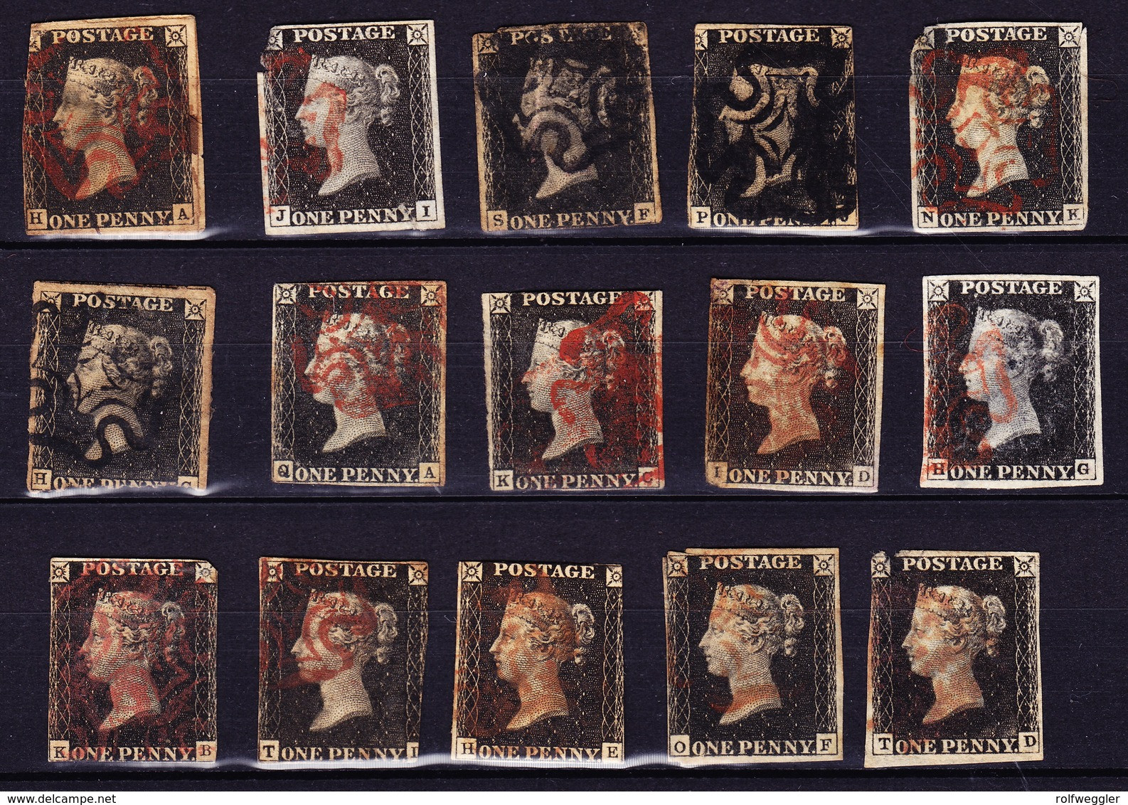 1840 Penny Black 15 Stück, In Unterschiedlicher Qualität - Used Stamps