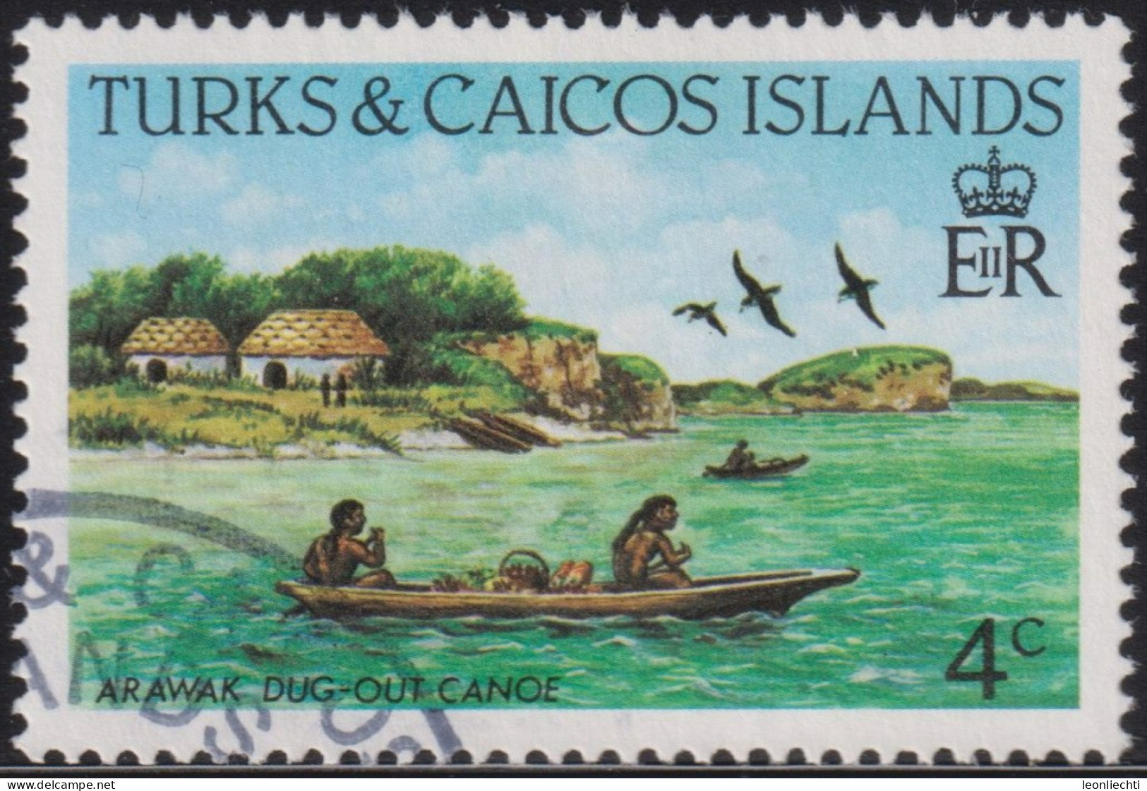 1984 Turks & Caicos ° Mi:TC 658A, Sn:TC 578a, Yt:TC 660, Sg:TC 769a, Dug-out Canoe, Schiffe - Turks And Caicos