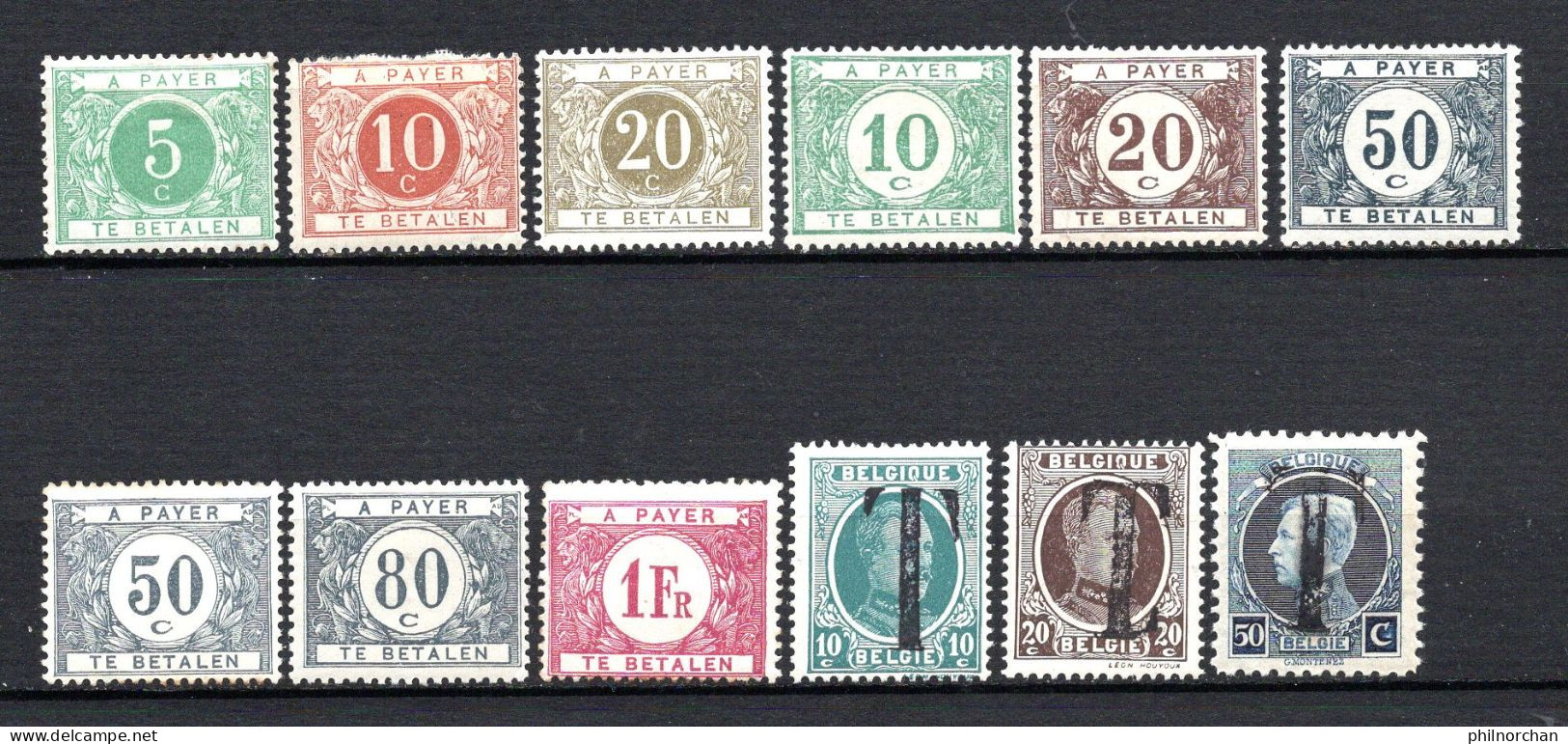 Belgique Timbres Taxe  1895 à 1921 12 Timbres Différents Neufs*   8 €    (cote 122,90 €) - Stamps