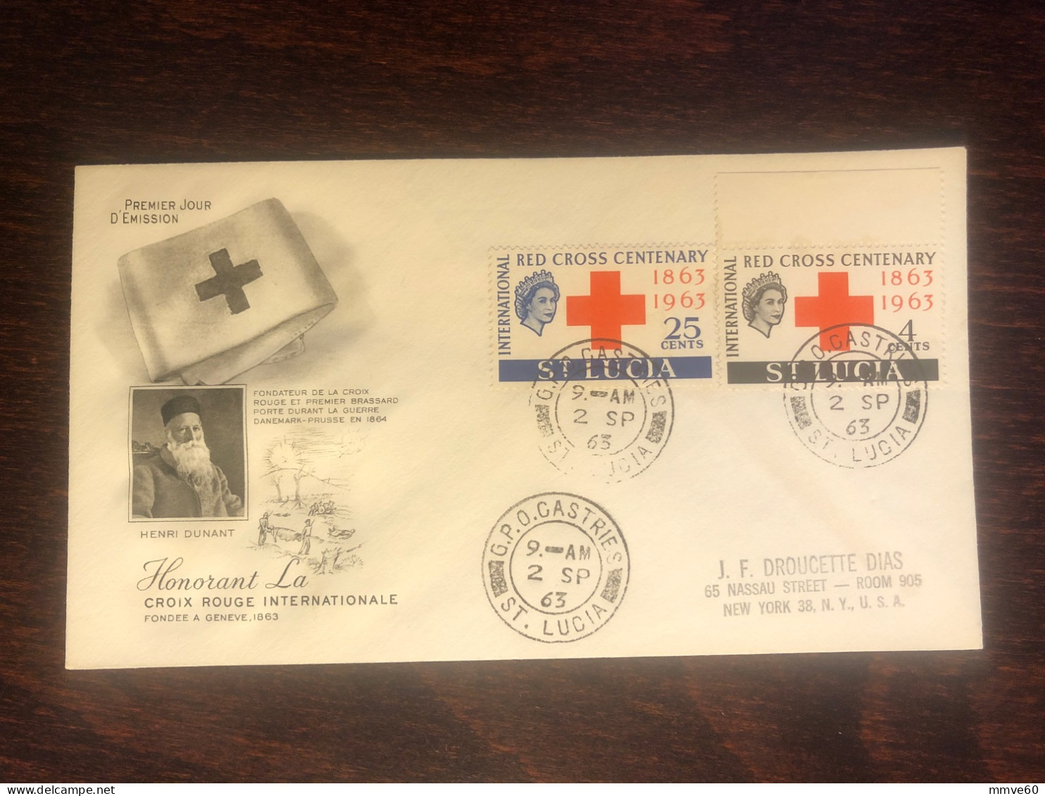 ST LUCIA  FDC COVER 1963 YEAR RED CROSS HEALTH MEDICINE STAMPS - Ste Lucie (...-1978)