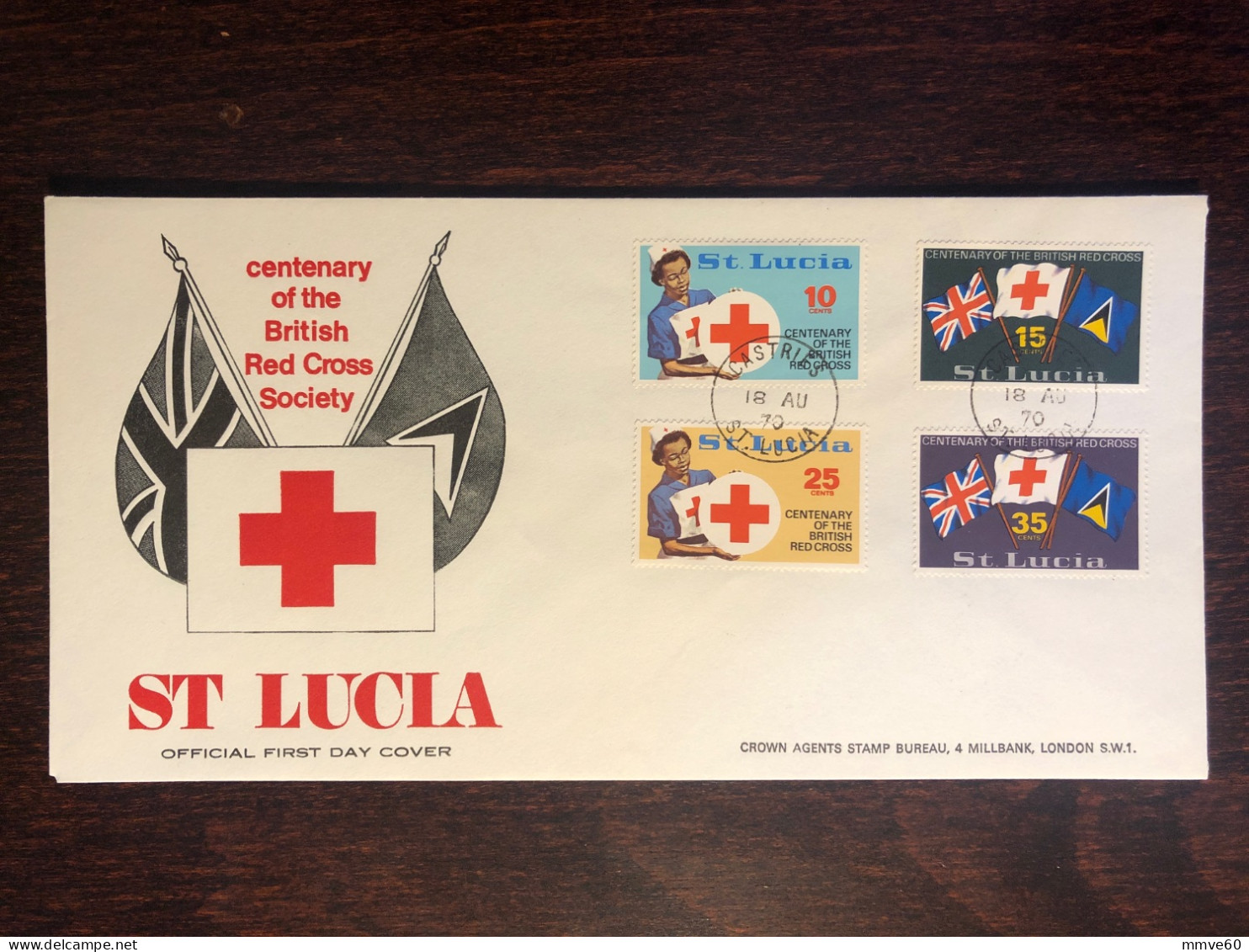 ST LUCIA  FDC COVER 1970 YEAR RED CROSS HEALTH MEDICINE STAMPS - Ste Lucie (...-1978)