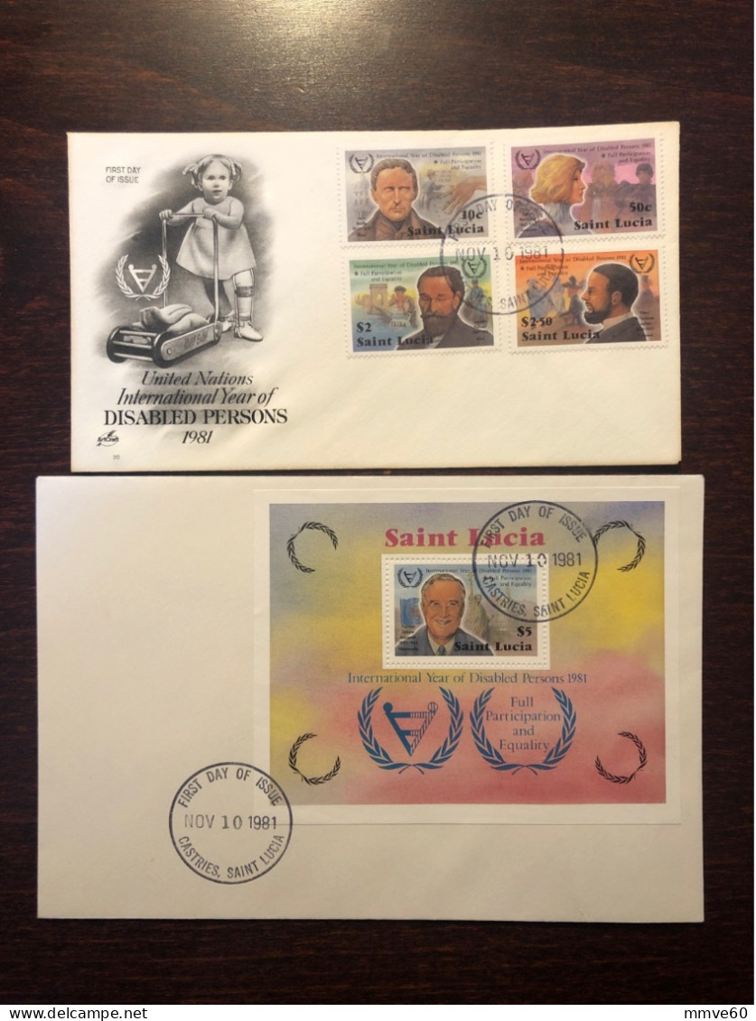 ST LUCIA  FDC COVER 1981 YEAR DISABLED PEOPLE HEALTH MEDICINE STAMPS - St.Lucie (1979-...)