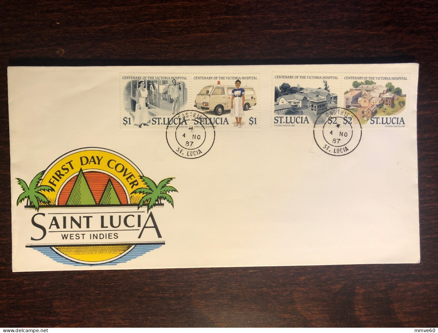 ST LUCIA  FDC COVER 1987 YEAR HOSPITAL NURSES HEALTH MEDICINE STAMPS - St.Lucia (1979-...)