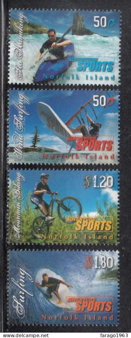 2007 Norfolk Island Adventure Sports Surfing Cycling Kayaking Complete Set Of 4 MNH - Norfolk Island