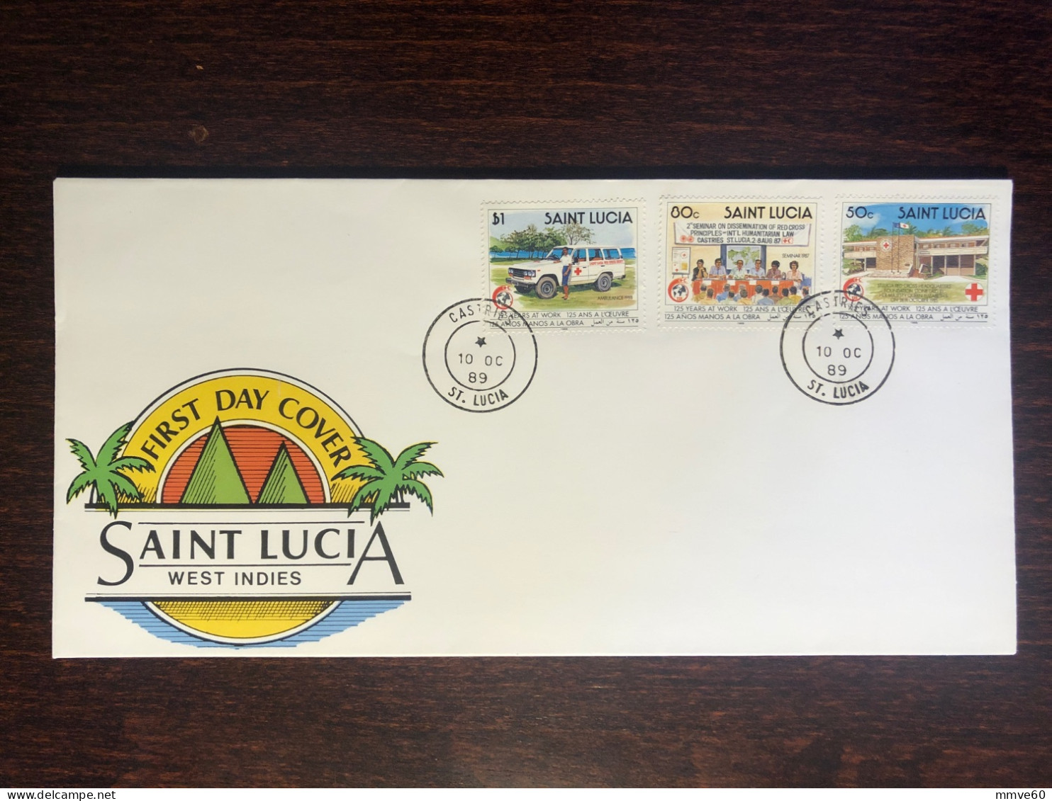 ST LUCIA  FDC COVER 1989 YEAR RED CROSS HEALTH MEDICINE STAMPS - St.Lucie (1979-...)