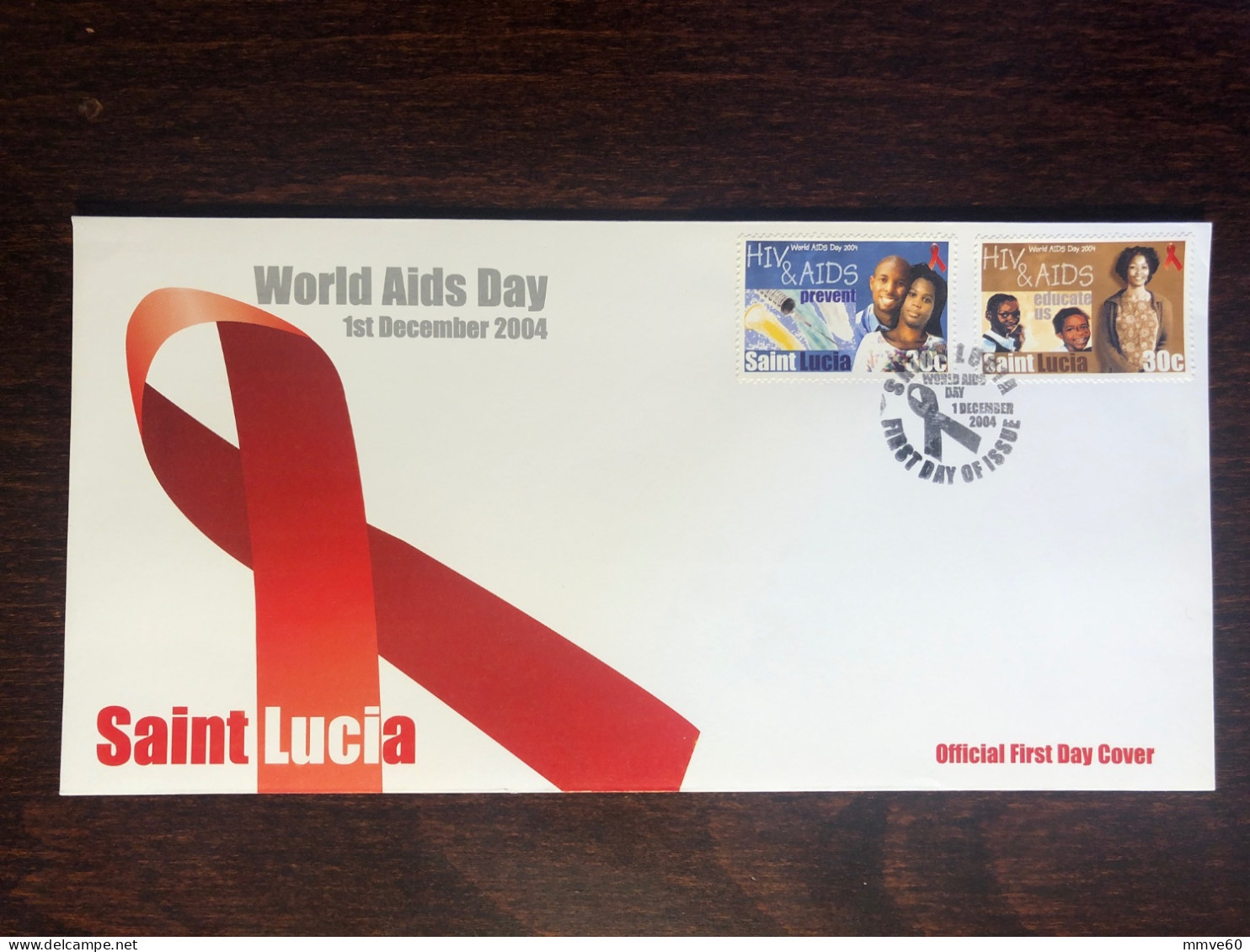 ST LUCIA  FDC COVER 2004 YEAR AIDS SIDA HEALTH MEDICINE STAMPS - St.Lucia (1979-...)